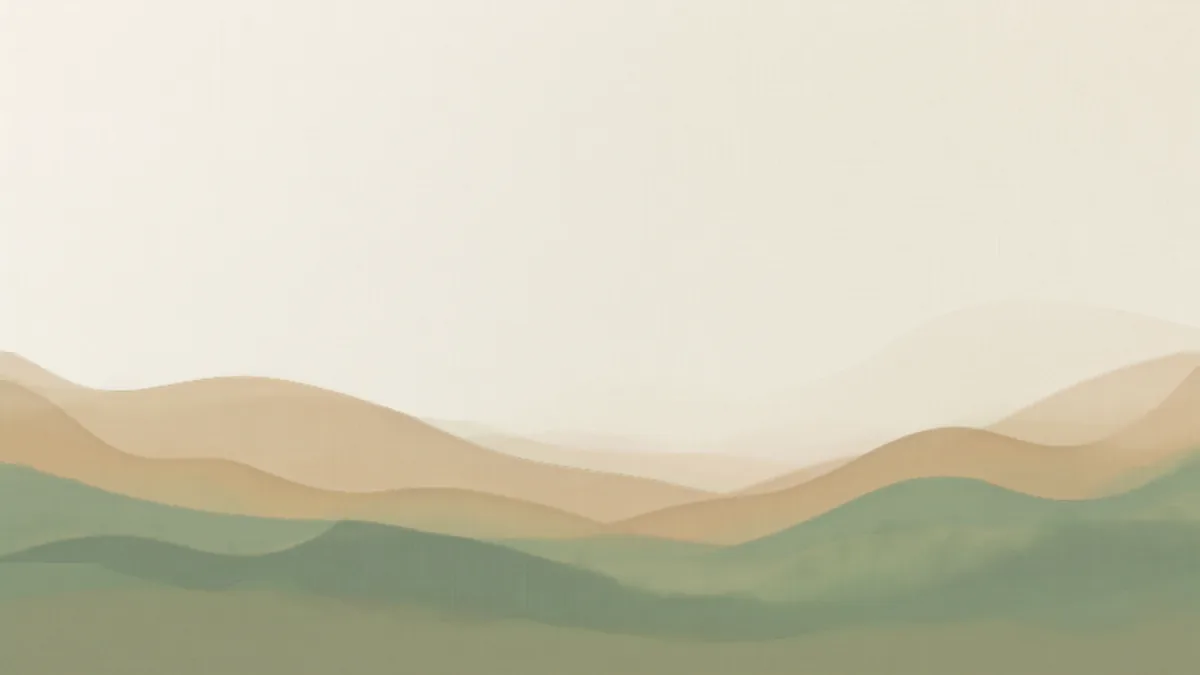 Ruhige, geschwungene Hügel-Illustration in Cream, Braun und Salbei
